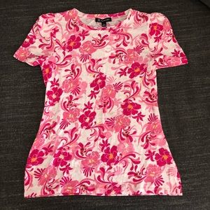 Pink and white floral top